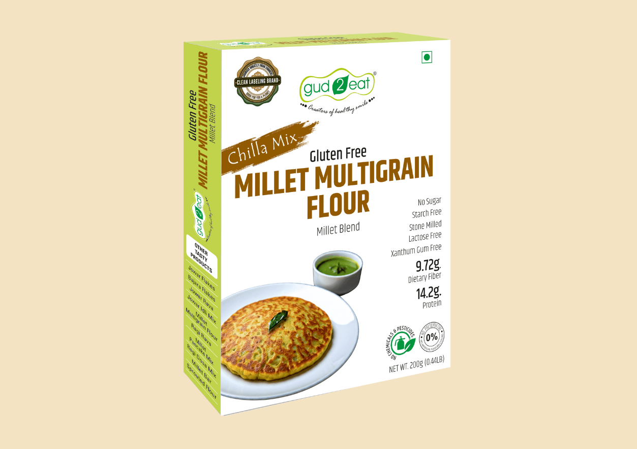 Gud2eat Millet Multigrain Flour | Gluten Free | Traditionally Stone Grounded | Fiber & Protein Boost | 200g