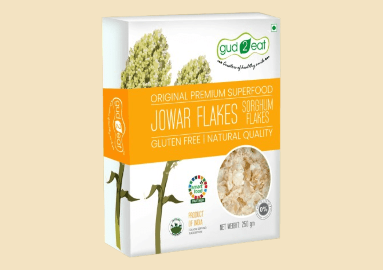 Gud2eat Jowar Flakes | Crunchy & Wholesome | Gluten-Free | Power Breakfast Choice | 250g