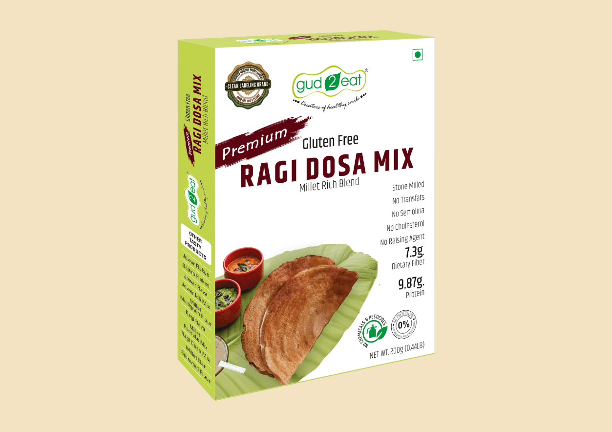 Gud2eat Ragi Dosa Mix - Calcium-Rich | Natural, Wholesome & Easy to Cook | No Maida | Just Millets – 200g