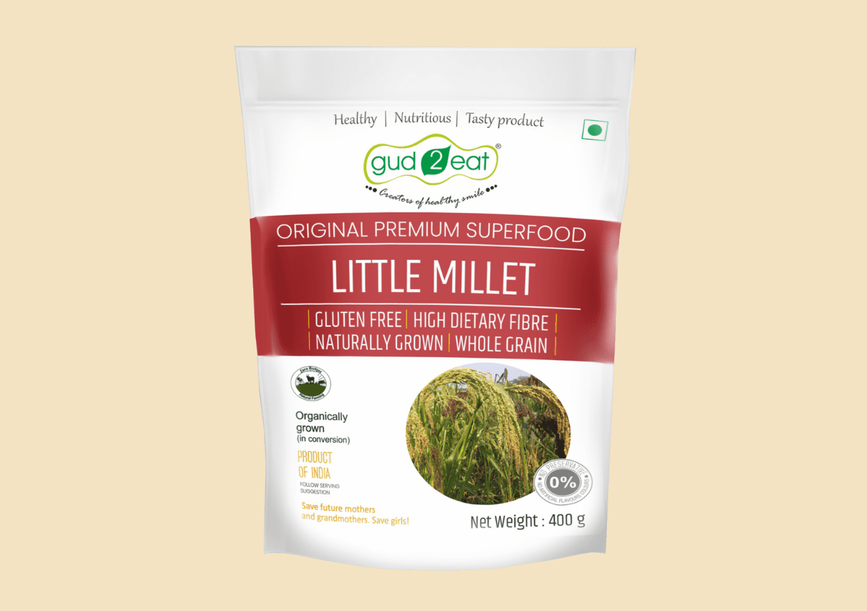 Gud2eat Unpolished Little Millet | High-Fiber | Low GI & Rich in Antioxidants | Easy to Cook & Digest | 400g