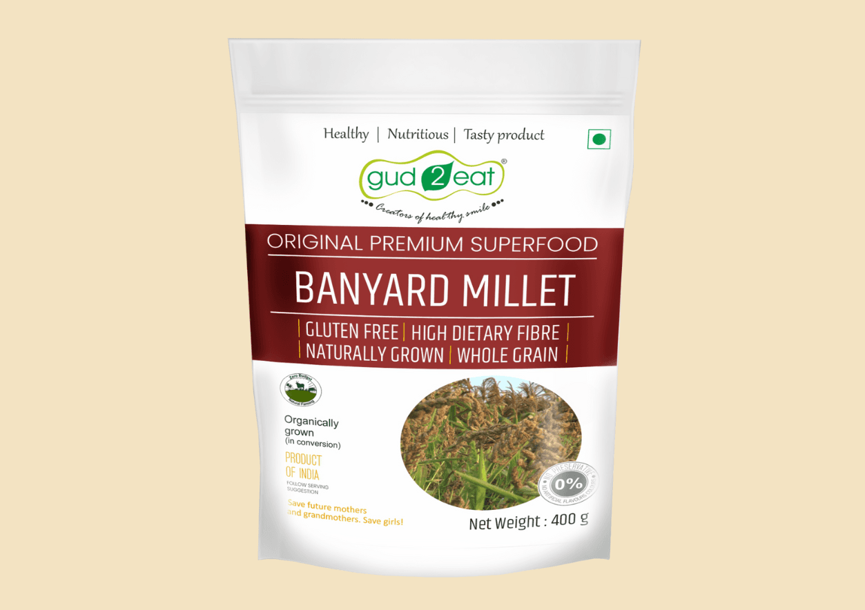 Gud2eat Unpolished Barnyard Millet | Wholesome Ancient Grain | Light, Nutritious & High-Fiber | Easy to Digest |  Gluten-Free | 400g