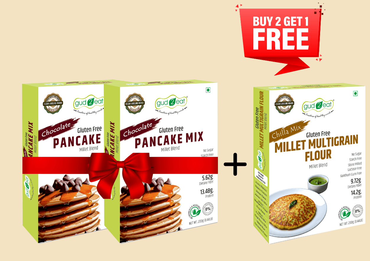 Gud2eat MILLET PANCAKE Buy 2 & Get 1 Free (Buy 2 PANCAKE and Get MULTIMILLET FLOUR  Free)
