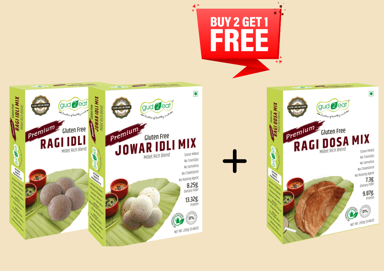 Gud2eat MILLET MIXES (Buy Jowar Idli & Ragi Idli and Get Ragi Dosa Free) 
