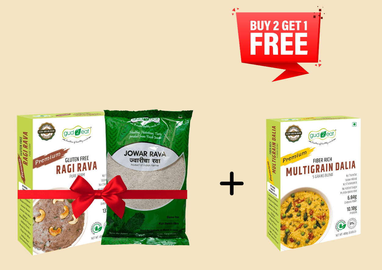 Gud2eat MILLET RAVA'S ( Buy Jowar Rava,Ragi Rava and Get Multigrain Dalia Free)3*400 GM