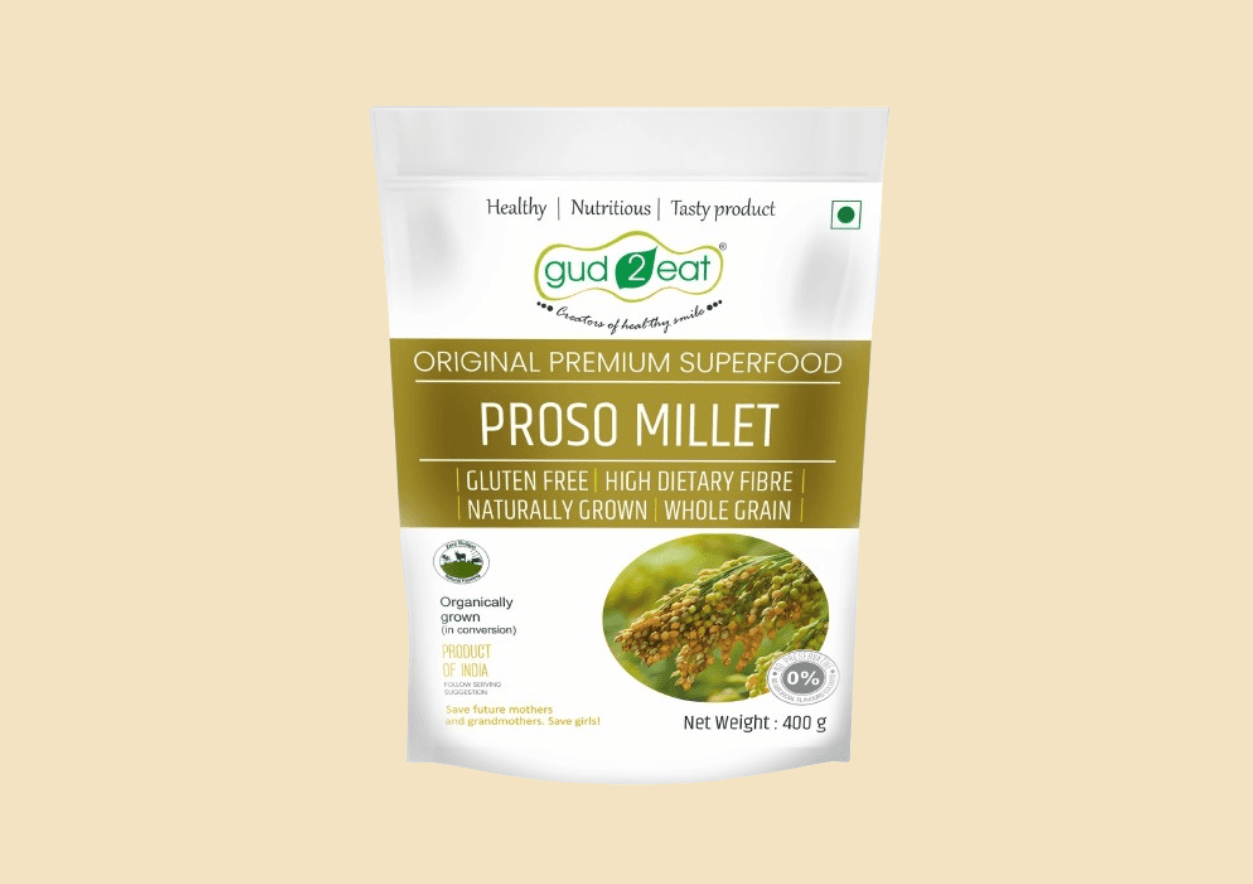 Gud2eat Unpolished Proso Millet | High-Protein Ancient Grain | Traditional Millet, Modern Nutrition | Healthy Carb Alternative | 400g