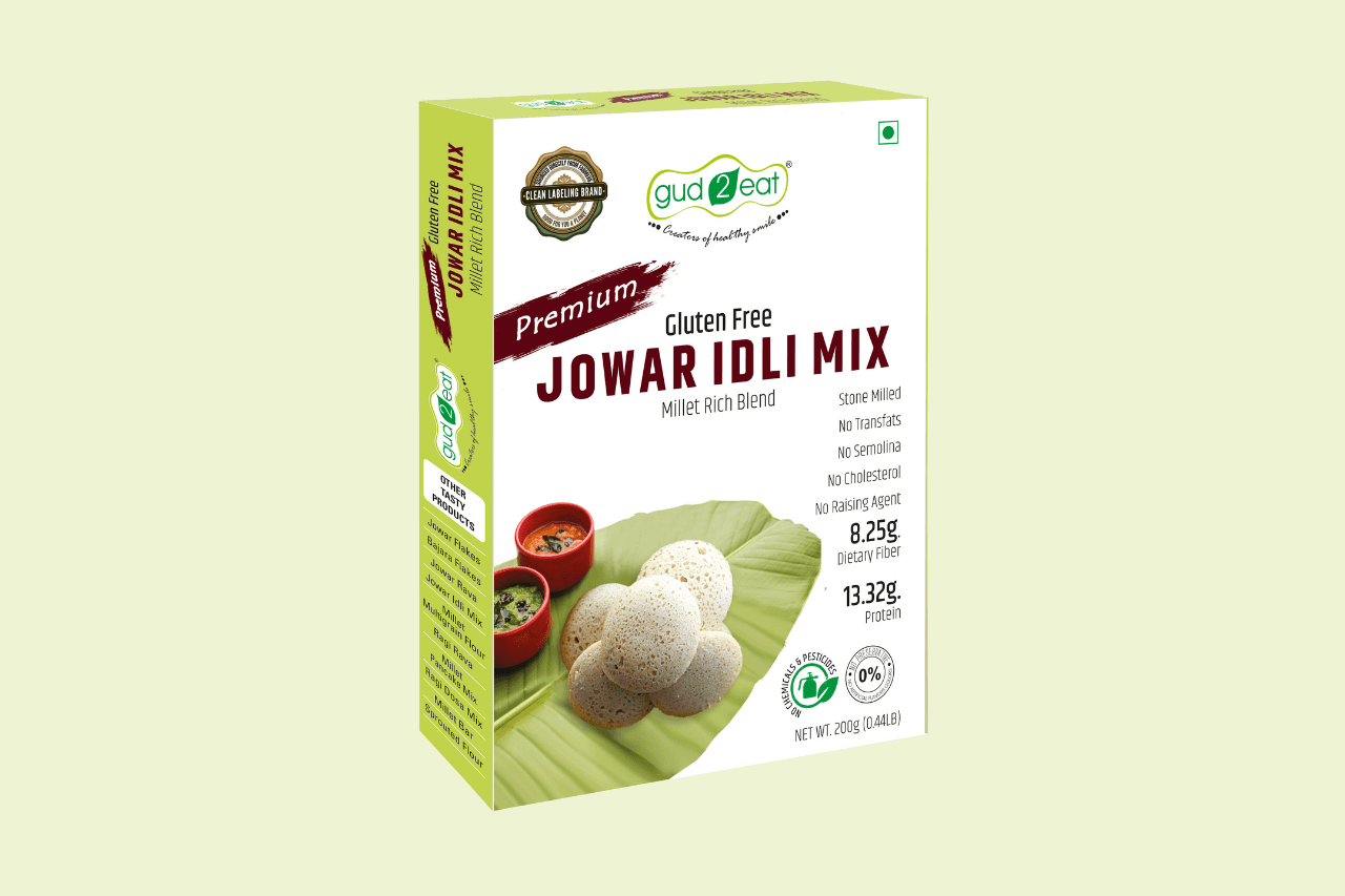 Gud2eat Instant Jowar Idli Mix – Gluten-Free | High Fibre | Natural, Nutritious & Delicious | 200g