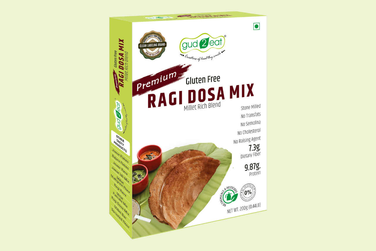 Gud2eat Ragi Dosa Mix - Calcium-Rich | Natural, Wholesome & Easy to Cook | No Maida | Just Millets – 200g