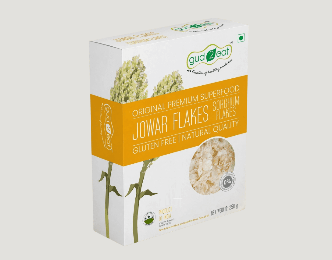 Gud2eat Jowar Flakes | Crunchy & Wholesome | Gluten-Free | Power Breakfast Choice | 250g