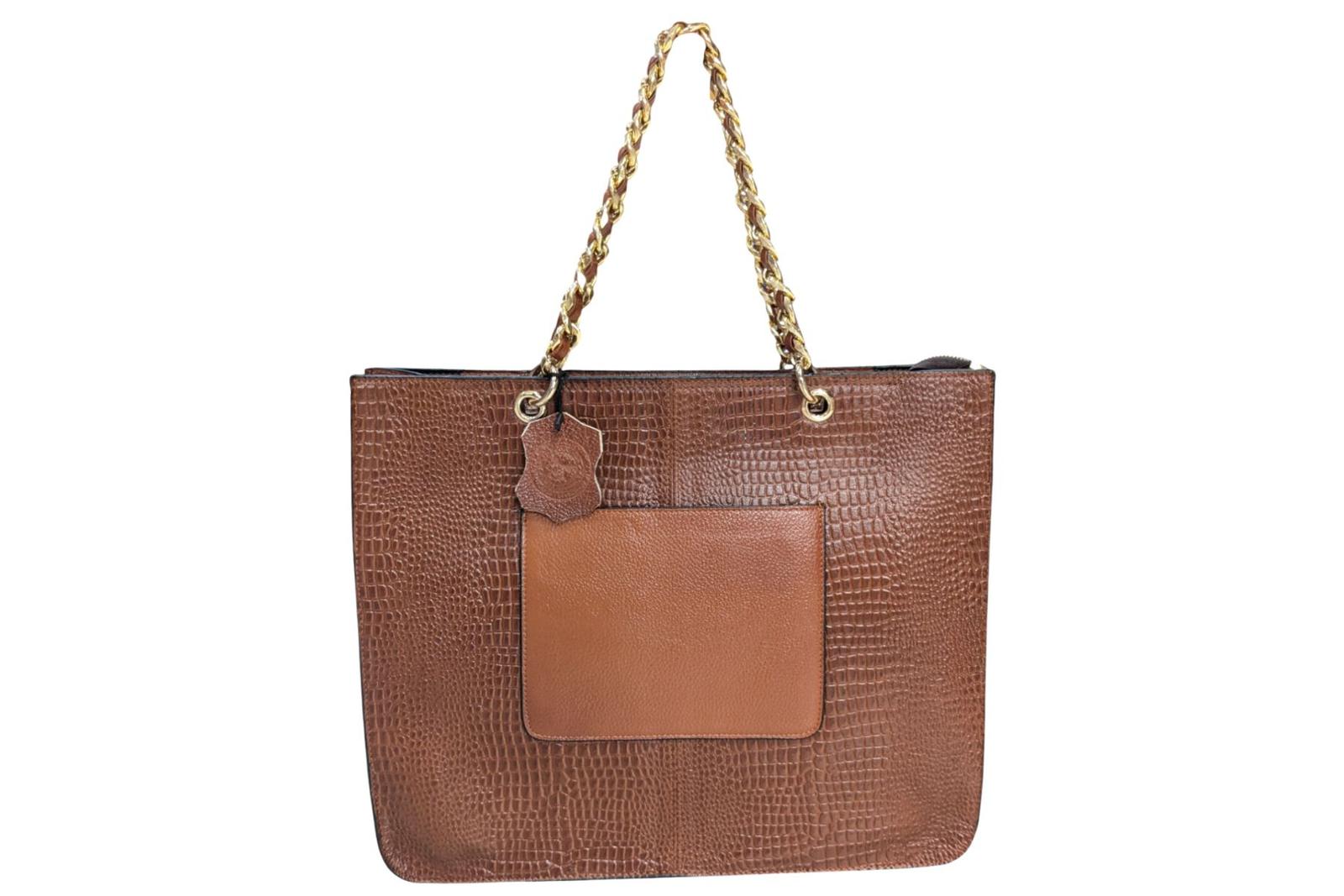 Handbag Croco Dark Tan