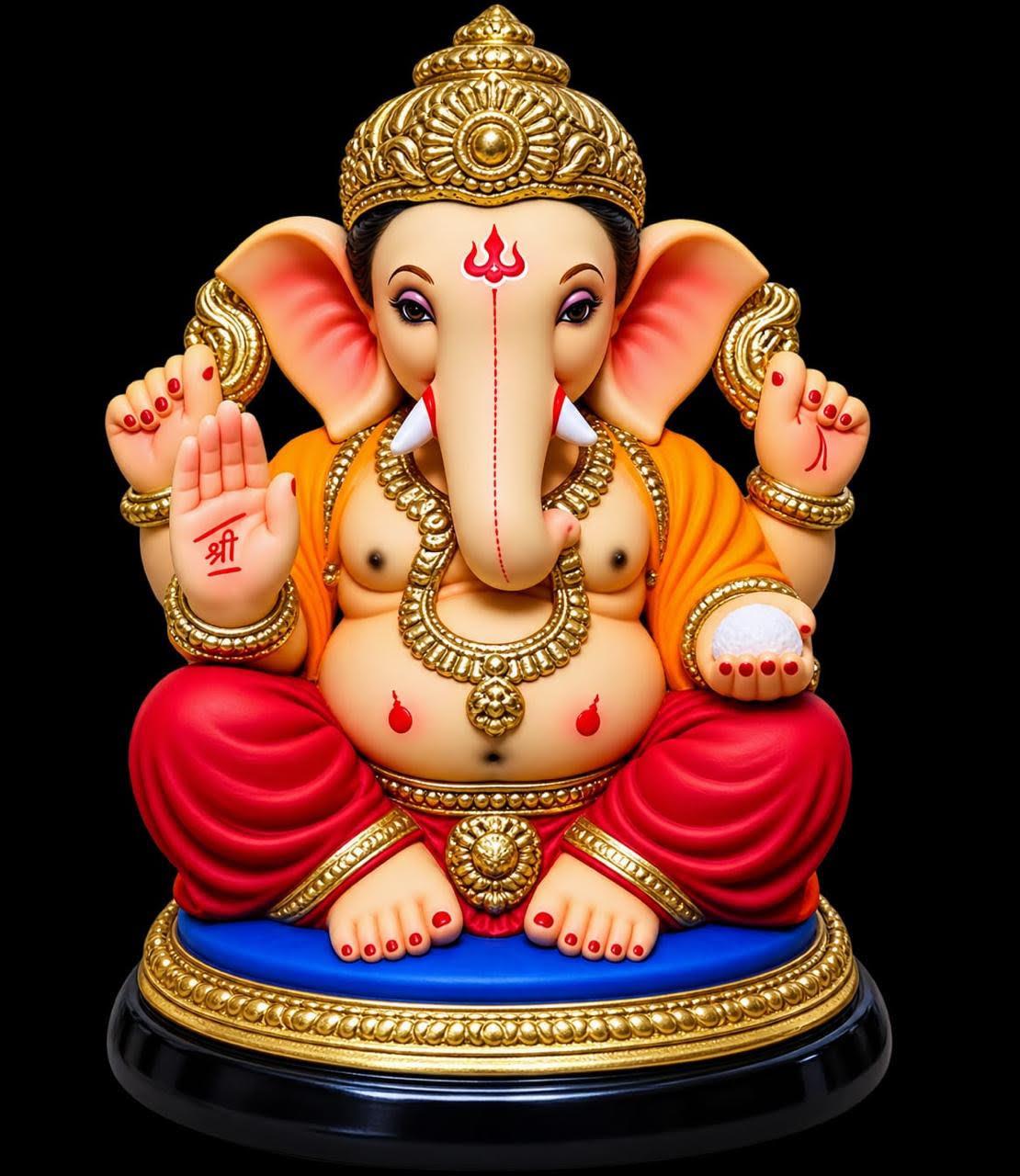 Red Ecofriendly Ganesh Idol 12 inch