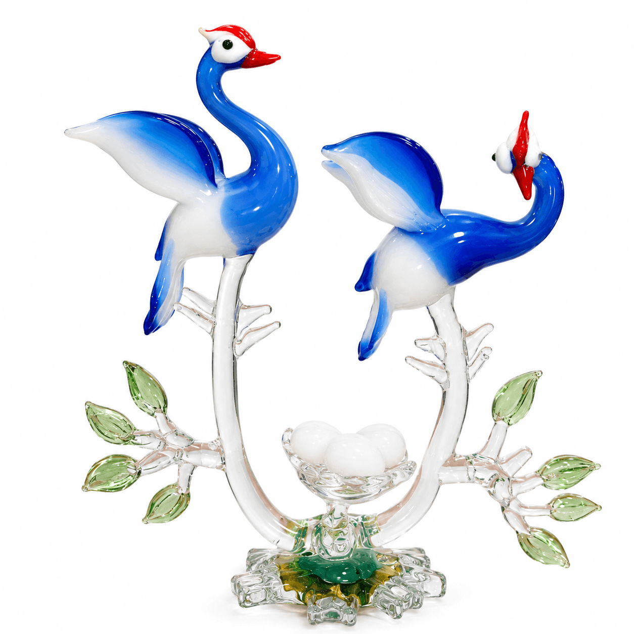 Glass Duck Couple With Egg