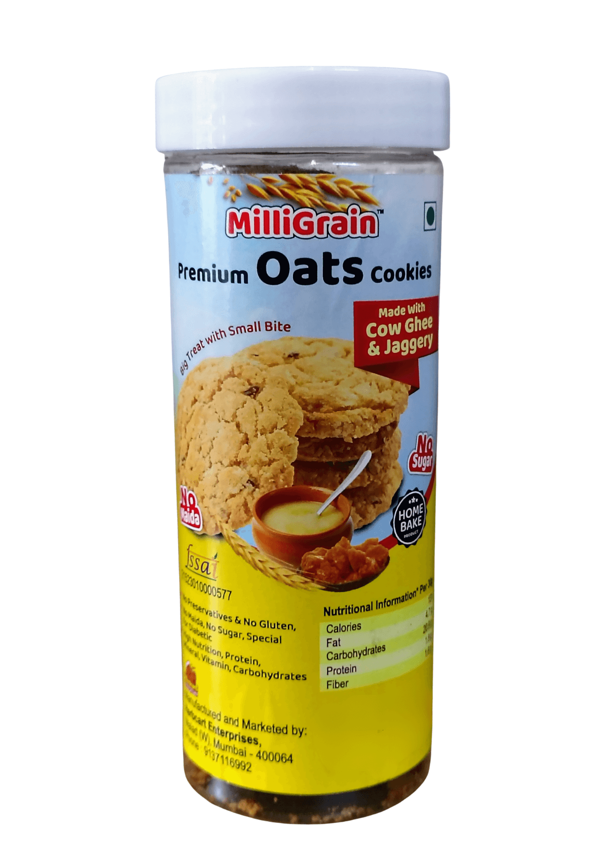 Oats Cookies Jar - 125gm -Ashwini Tanksale