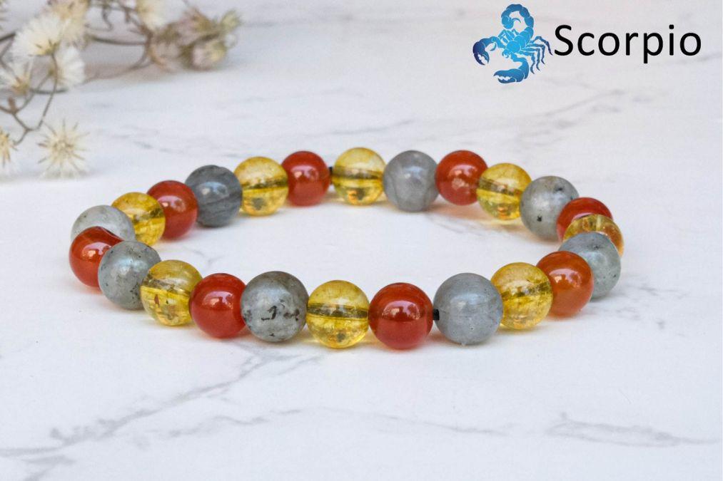 Orange Agate Bracelet Orange Agate Gemstone Bead Bracelet (Scorpio)