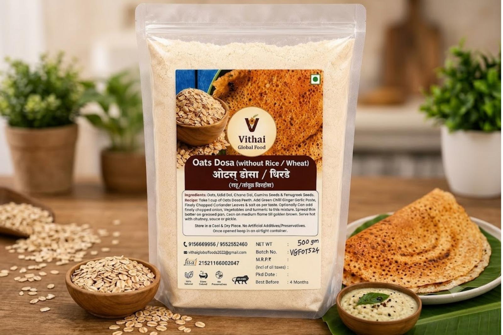 Oats Dosa (Without Rice/Wheat)