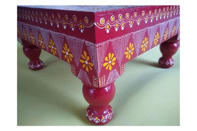 Aipanart Decoration Wooden Sri Laxmi Pith / ऐपण कला सजावट लकड़ी की श्री लक्ष्मी पीठ