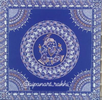 Aipanart Decoration Sri Ganesh Aipan  Blue2424