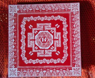 Aipanart Decoration Wooden Sri Laxmi Pith / ऐपण कला सजावट लकड़ी की श्री लक्ष्मी पीठ 1818