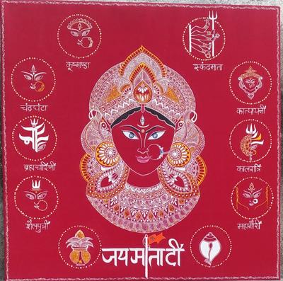 Aipanart Decorations Maa Navadurga Swaroop 2424 / ऐपण कला सजावट माँ नवदुर्गा स्वरूप 2424