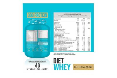 Healthfarm Diet Whey (Butter Almond) 2kg - Get Shaker Free