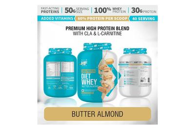 Healthfarm Diet Whey (Butter Almond) 2kg - Get Shaker Free