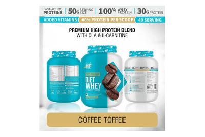 Healthfarm Diet Whey (Coffee Toffee) 2kg - Get Shaker Free