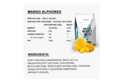 My Protein Impact Whey (Mango) 2.5kg - Get Shaker Free