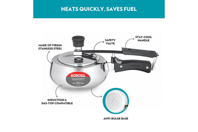 Borosil Pronto SS Pressure Cooker 1L 