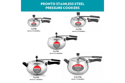 Borosil Pronto SS Pressure Cooker 1L 