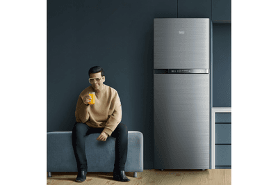 BLACK+DECKER 265L 3 Star Frost Free Double Door Refrigerator (BXRF1F3GHI265IN, Grey Hairline, 2024 Model)