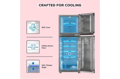 BLACK+DECKER 265L 3 Star Frost Free Double Door Refrigerator (BXRF1F3GHI265IN, Grey Hairline, 2024 Model)