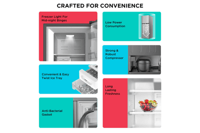 BLACK+DECKER 265L 3 Star Frost Free Double Door Refrigerator (BXRF1F3GHI265IN, Grey Hairline, 2024 Model)