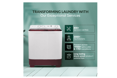 Haier 7 kg 5 Star Anti-bacterial Cross Pulsator Semi Automatic Top Load (HTW70-1187BTN,Burgundy)