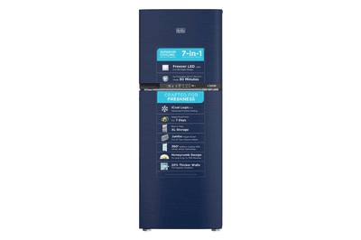BLACK+DECKER 241L 3 Star Frost Free Double Door Refrigerator (BXRF1F3BHI241IN, Blue Hairline)