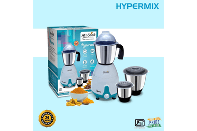 United Mr. Cook Hypermix 500 Watt Mixer Grinder, 3 Stainless Steel Jar (Sky Blue)