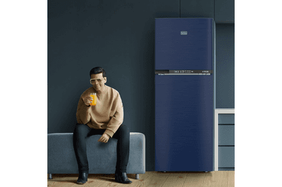 BLACK+DECKER 241L 3 Star Frost Free Double Door Refrigerator (BXRF1F3BHI241IN, Blue Hairline)