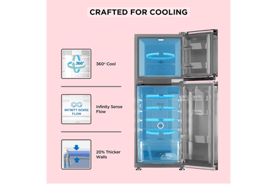 BLACK+DECKER 241L 3 Star Frost Free Double Door Refrigerator (BXRF1F3BHI241IN, Blue Hairline)