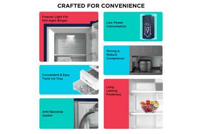 BLACK+DECKER 241L 3 Star Frost Free Double Door Refrigerator (BXRF1F3BHI241IN, Blue Hairline)