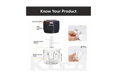 RICO ELECTRIC MINI GARLIC CHOPPER FOR MINCING GARLIC, GINGER, ONION, VEGETABLE, MEAT, NUTS, 250 ML / CH2113