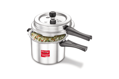 Prestige Popular Plus Svachh Virgin Aluminium Spillage Control Pressure Cooker, 5 L (Silver)