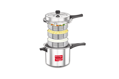 Prestige Popular Plus Svachh Virgin Aluminium Spillage Control Pressure Cooker, 5 L (Silver)