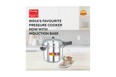 Prestige Popular Plus Virgin Aluminium Gas and Induction Compatible Pressure Cooker, 10 L (Silver)