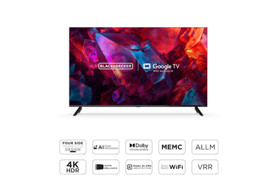 BLACK+DECKER 139 cm (55 inches) A1 Series 4K Ultra HD LED Smart Google TV BXTVGU55UD2875ATIN (Black)