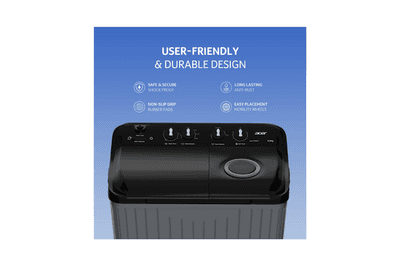 Acer 8.0 Kg 5 Star Semi-Automatic Top Loading Washing Machine(AR80SAMBGL124D, Black-Grey, 4 Wash Programs, Hexa Flow Pulsator, Advanced Lint Filter)