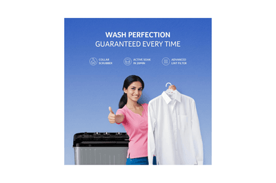 Acer 8.0 Kg 5 Star Semi-Automatic Top Loading Washing Machine(AR80SAMBGL124D, Black-Grey, 4 Wash Programs, Hexa Flow Pulsator, Advanced Lint Filter)