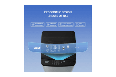 Acer 6.5 Kg 5 Star Fully-Automatic Top Loading Washing Machine (AR65HFATLH1C1LG24D, Light Grey,8 Wash Programs, Magic Filter, Robust Motor)