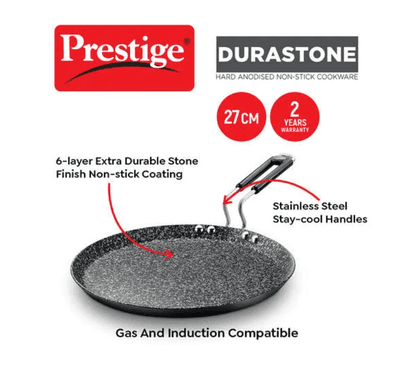 Prestige Durastone Hard Anodised 6 Layer Non-Stick Omni Tawa, 27 cm (Black)