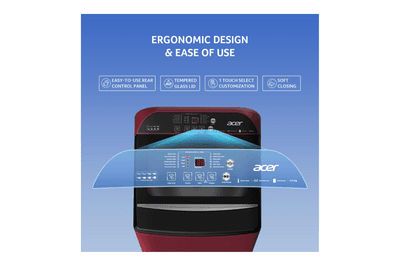Acer 7.0 Kg 5 Star Fully-Automatic Top Loading Washing Machine (AR70HFATLH2C2CR24D, Cherry Red,12 Wash Programs, In-Built Heater, Magic Filter, Robust Motor)
