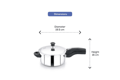Navarasa Triply Pressure Cooker | Outer Lid | Stainless Steel | 3 L - Induction Compatible | ISI Certified
