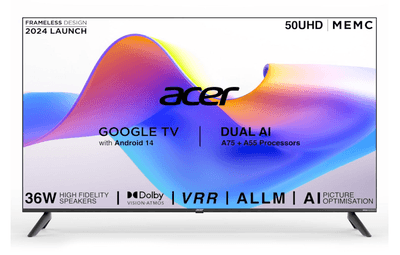 acer 126 cm (50 inches) I Pro Series 4K Ultra HD LED Smart Google TV AR50UDIGU2875AT (Black)