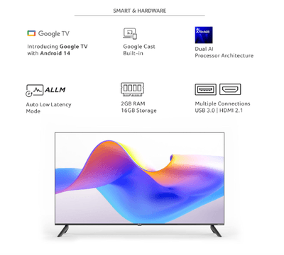 acer 126 cm (50 inches) I Pro Series 4K Ultra HD LED Smart Google TV AR50UDIGU2875AT (Black)